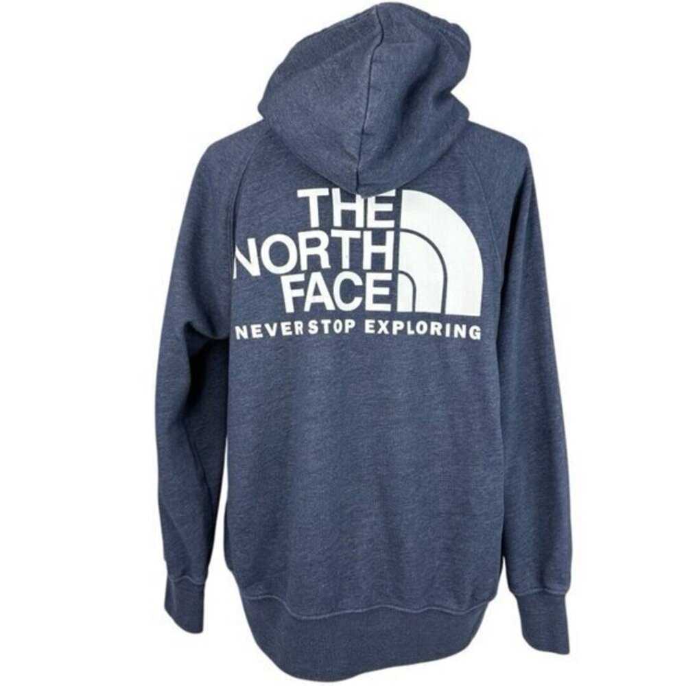 The North Face Womens Blue Heather Graphic Pullover Hoodie Sweatshirt Medium - Picture 5 of 16